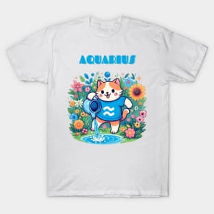 Aquarius Zodiac Cat T-Shirt